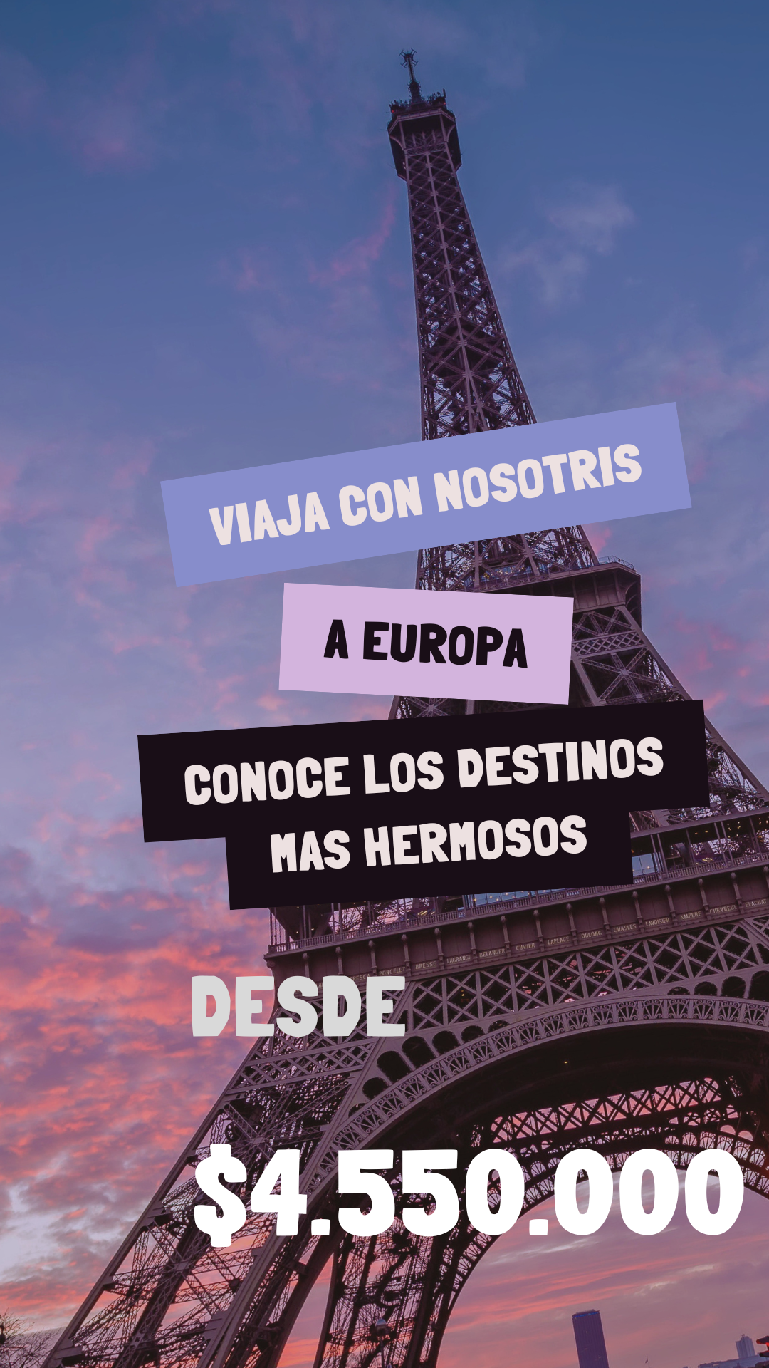 historia de instagram día mundial del turismo frase minimalista rosa y lavanda